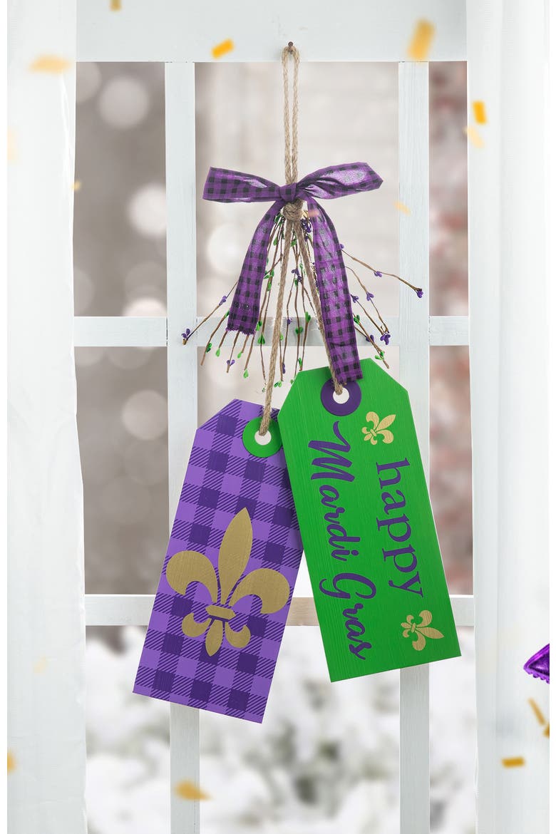 Happy Mardi Gras Day Wooden Bookmark Door Hanger, Alternate, color, Purple