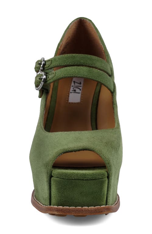 Zigi Vennus Platform Wedge Sandal In Olive Suede