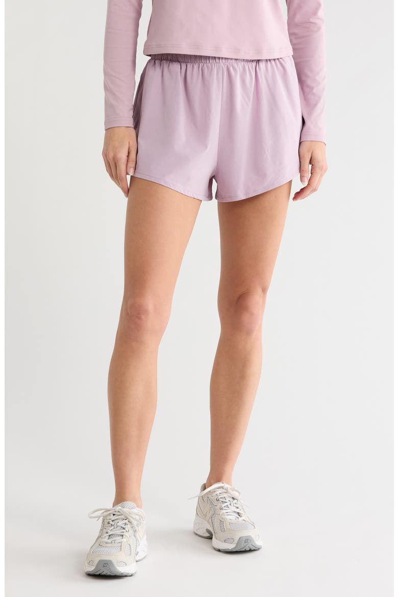 Interval High Waist Flowy Shorts, Main, color, PURPLE FOG
