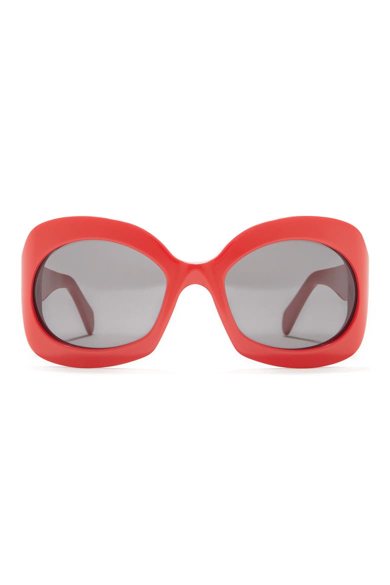 57mm Round Sunglasses, Main, color, RED/ OTHER / SMOKE