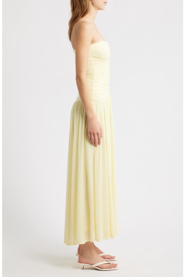 Beverly Ruched Strapless Chiffon Maxi Dress, Alternate, color, BUTTER