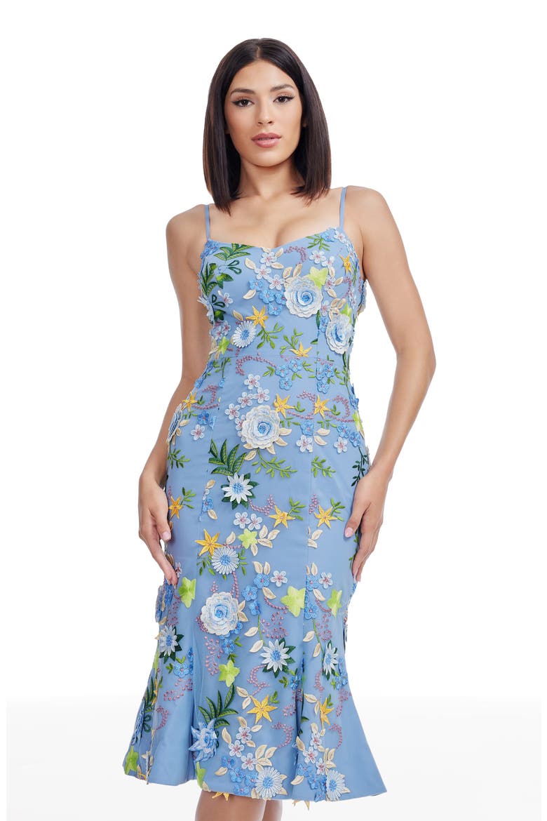 Allona Embroidered Cocktail Dress, Alternate, color, SKY MULTI