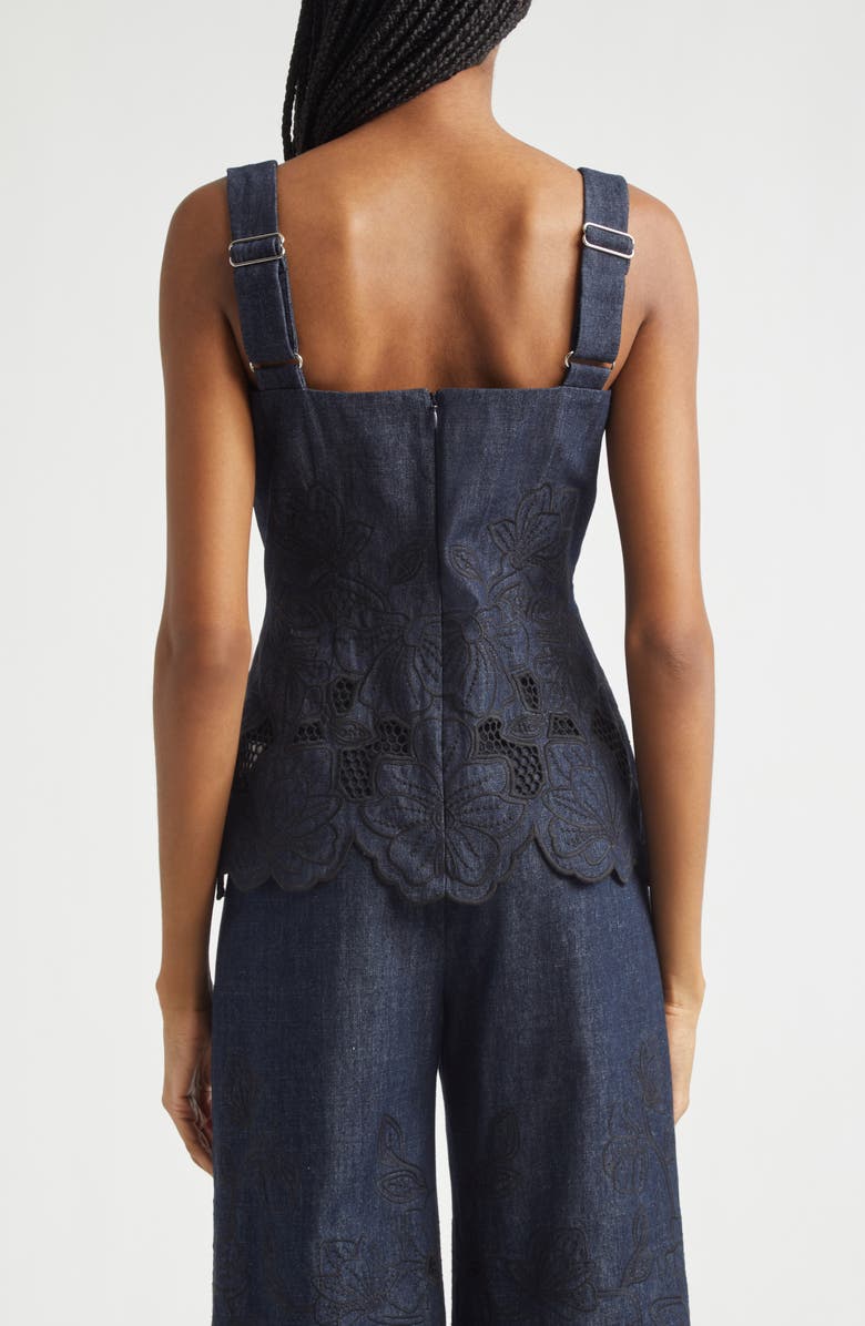 Veronica Beard Mirielle Eyelet Chambray Top, Alternate, color, Indigo Rinse
