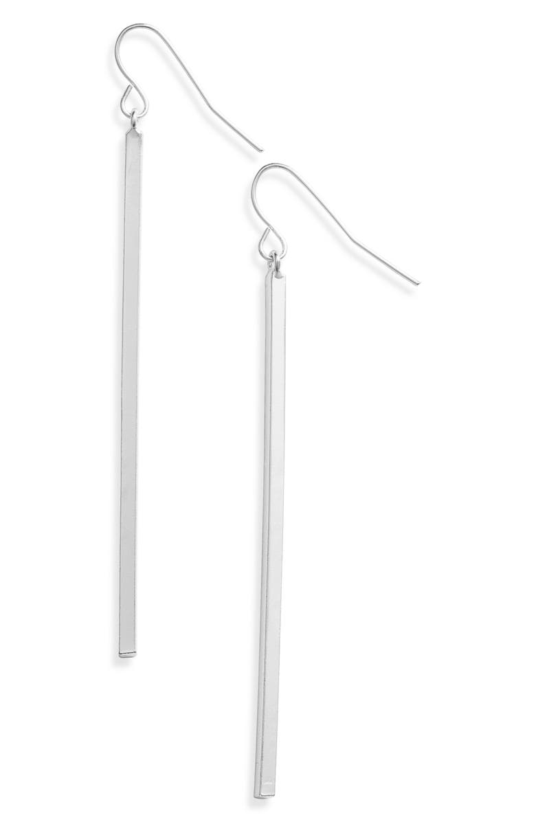 Karine Sultan Linear Drop Earrings, Main, color, Silver
