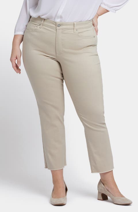 Marilyn Frayed Ankle Straight Leg Jeans (Feather) (Plus)