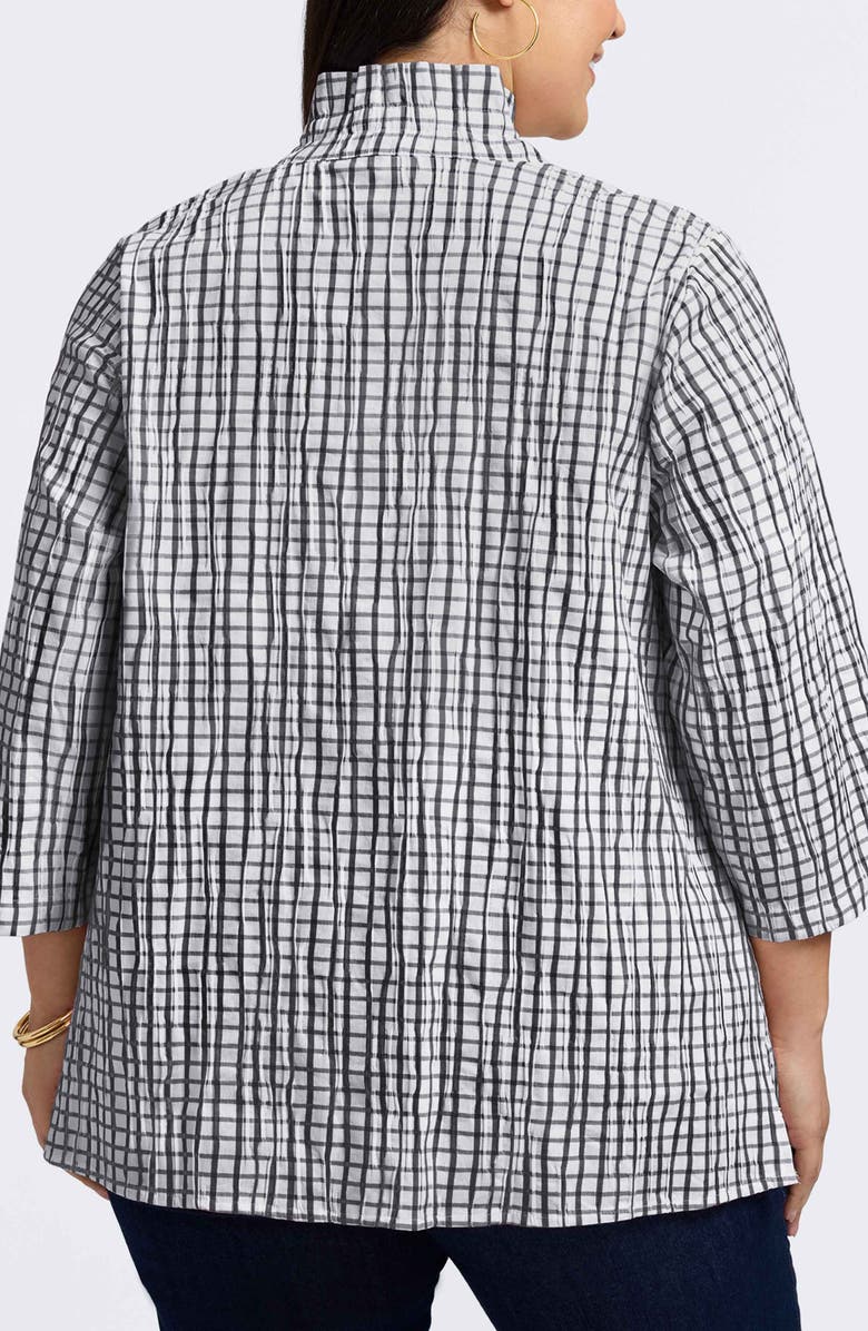 Foxcroft Carolina Crinkled Gingham Cotton Blend Shirt Jacket, Alternate, color,