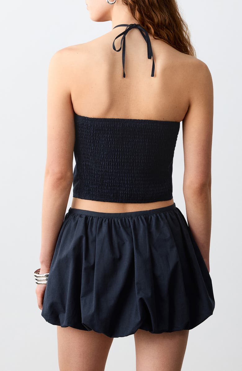 MANGO TEEN Tie Neck Crop Halter Top, Alternate, color, Navy