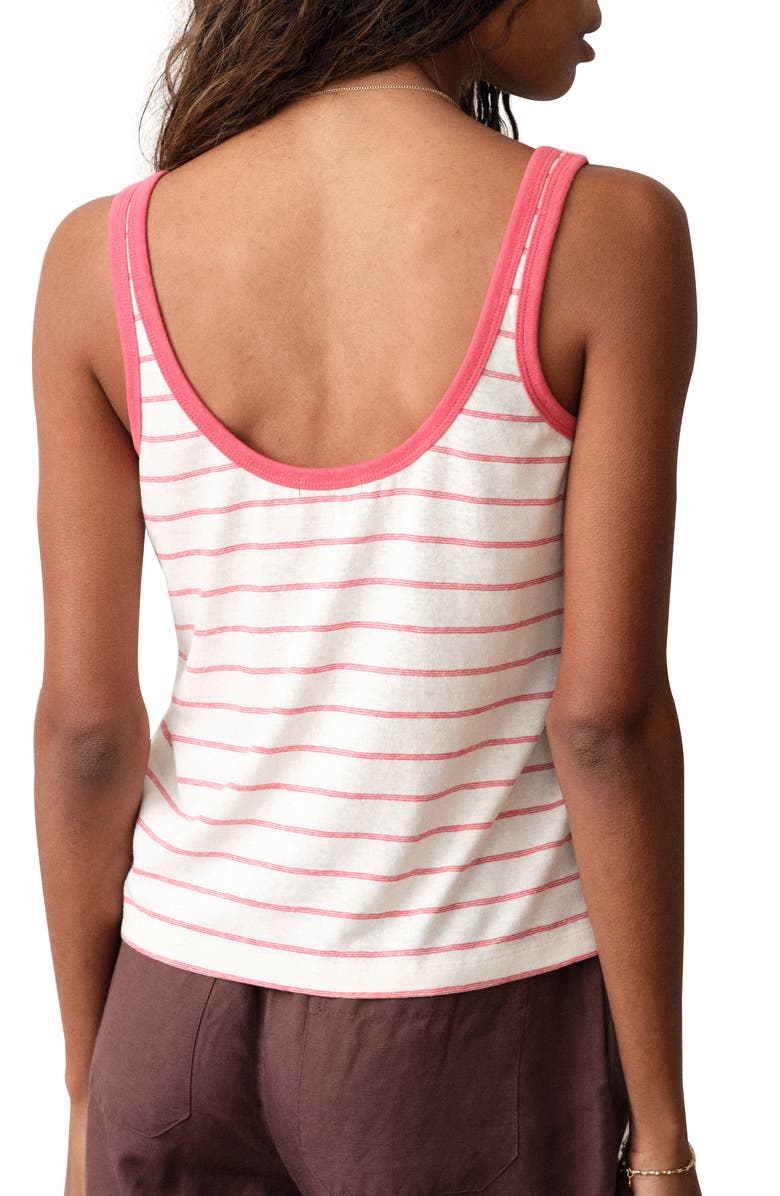 Marine Layer Laci Stripe Hemp & Cotton Tank, Alternate, color, Red And Cream Stripe