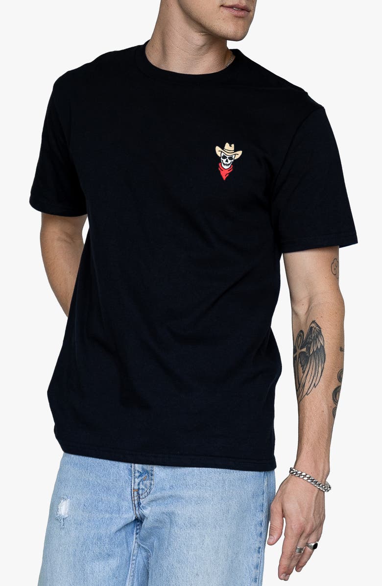 RIOT SOCIETY Skull Cowboy Graphic T-Shirt, Main, color, Black