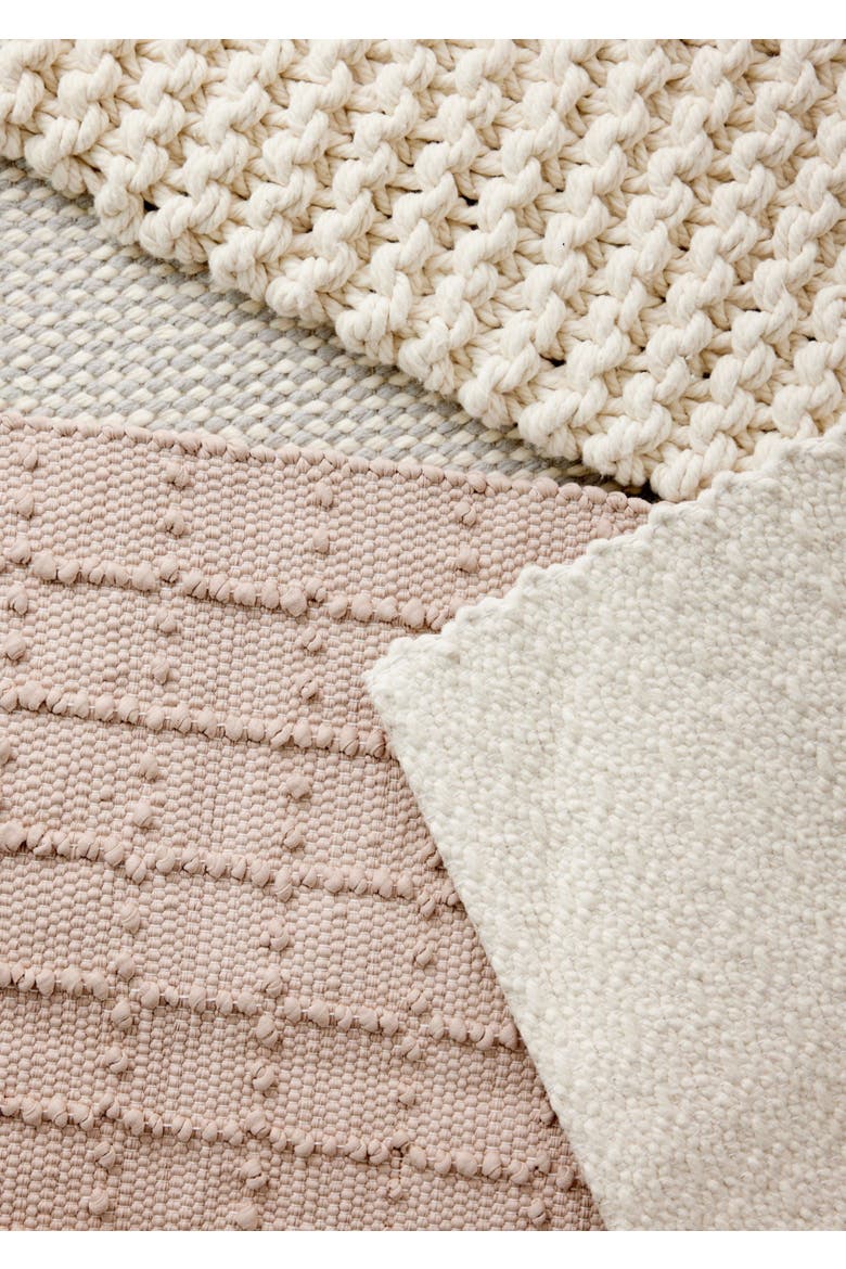 Blush Plaid Hand-Loomed Cotton Bobble Mat, Alternate, color, Pink