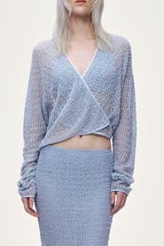 Nocturne Wrap Mesh Blouse