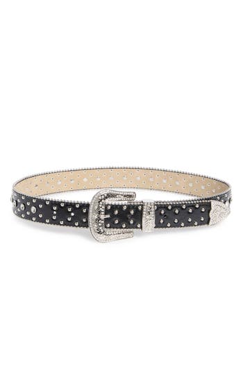 Vince Camuto Western Studded Bling Belt In Animal Print