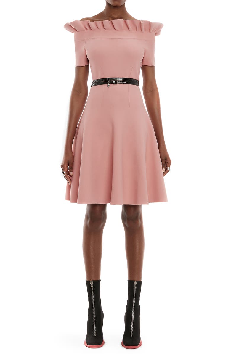 McQueen Alexander McQueen Off the Shoulder Skater Dress, Main, color, 