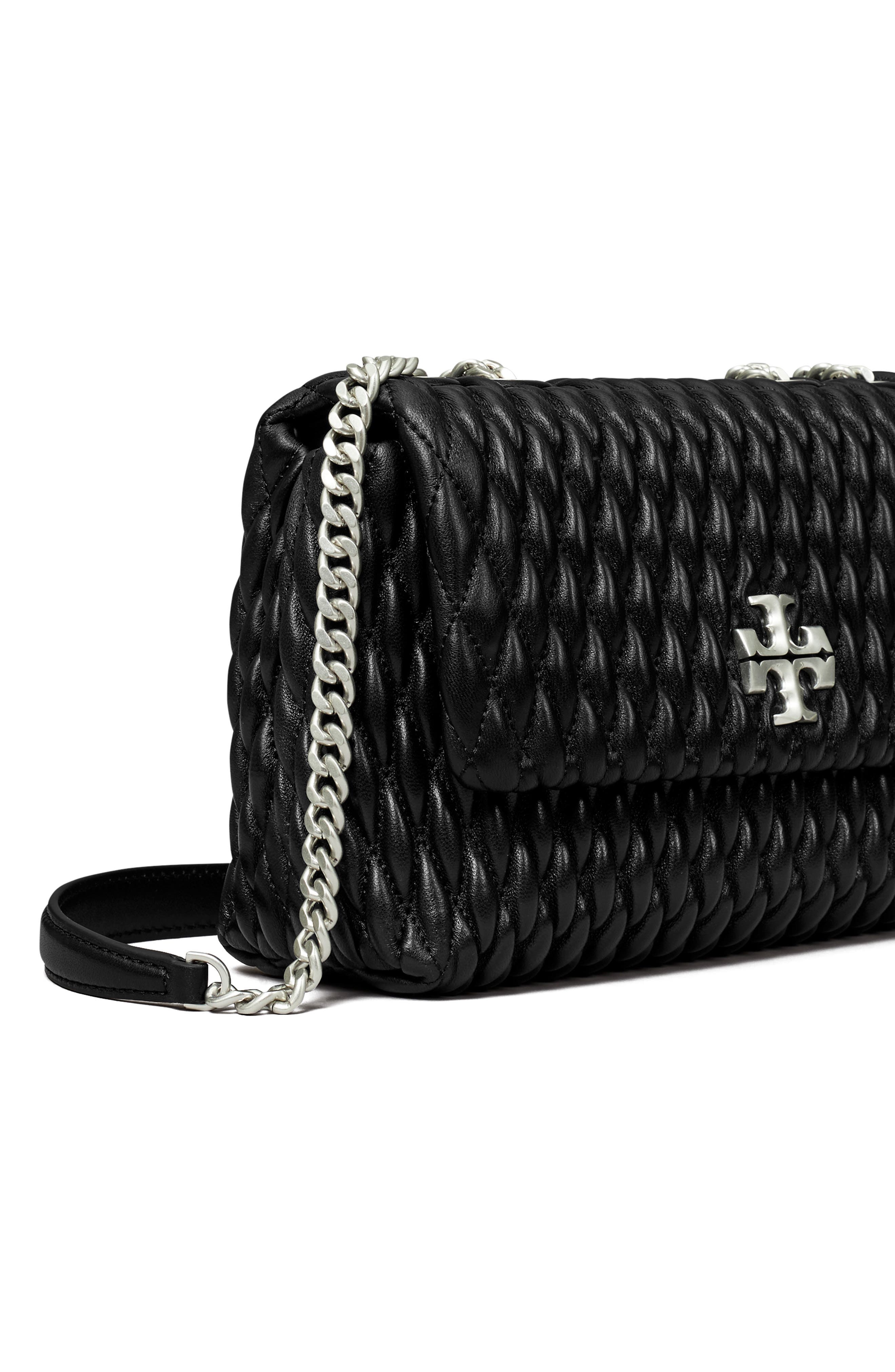 Tory Burch Kira Ruched Small Leather Convertible Shoulder Bag, Alternate, color, 