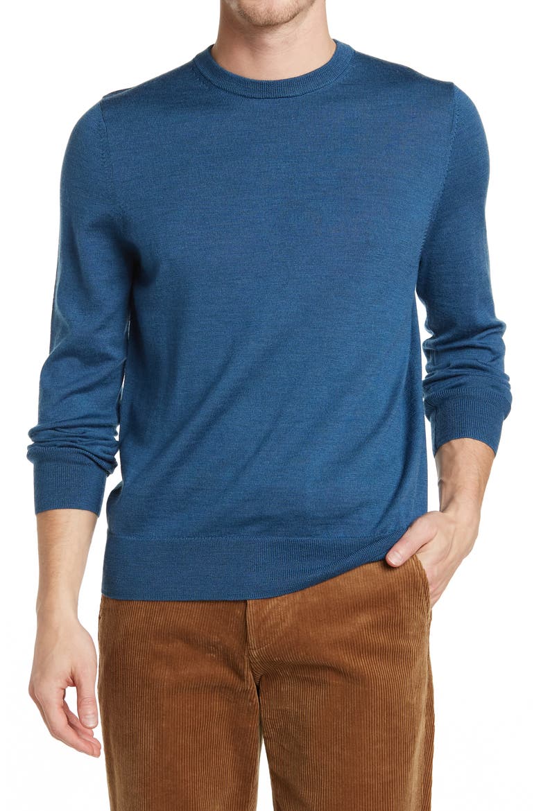 Crewneck Merino Wool Sweater, Main, color, MED BLUE