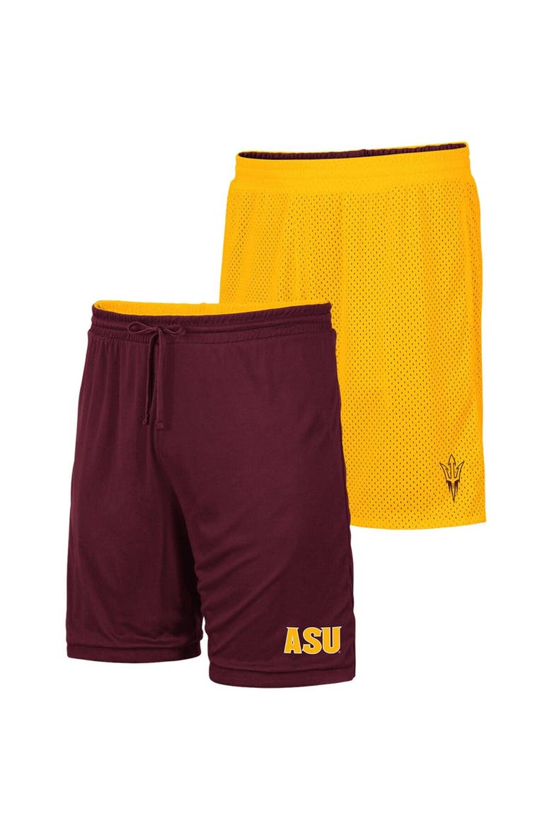 Men's Colosseum Gold/Maroon Arizona State Sun Devils Wiggum Reversible Shorts, Main, color, Gold
