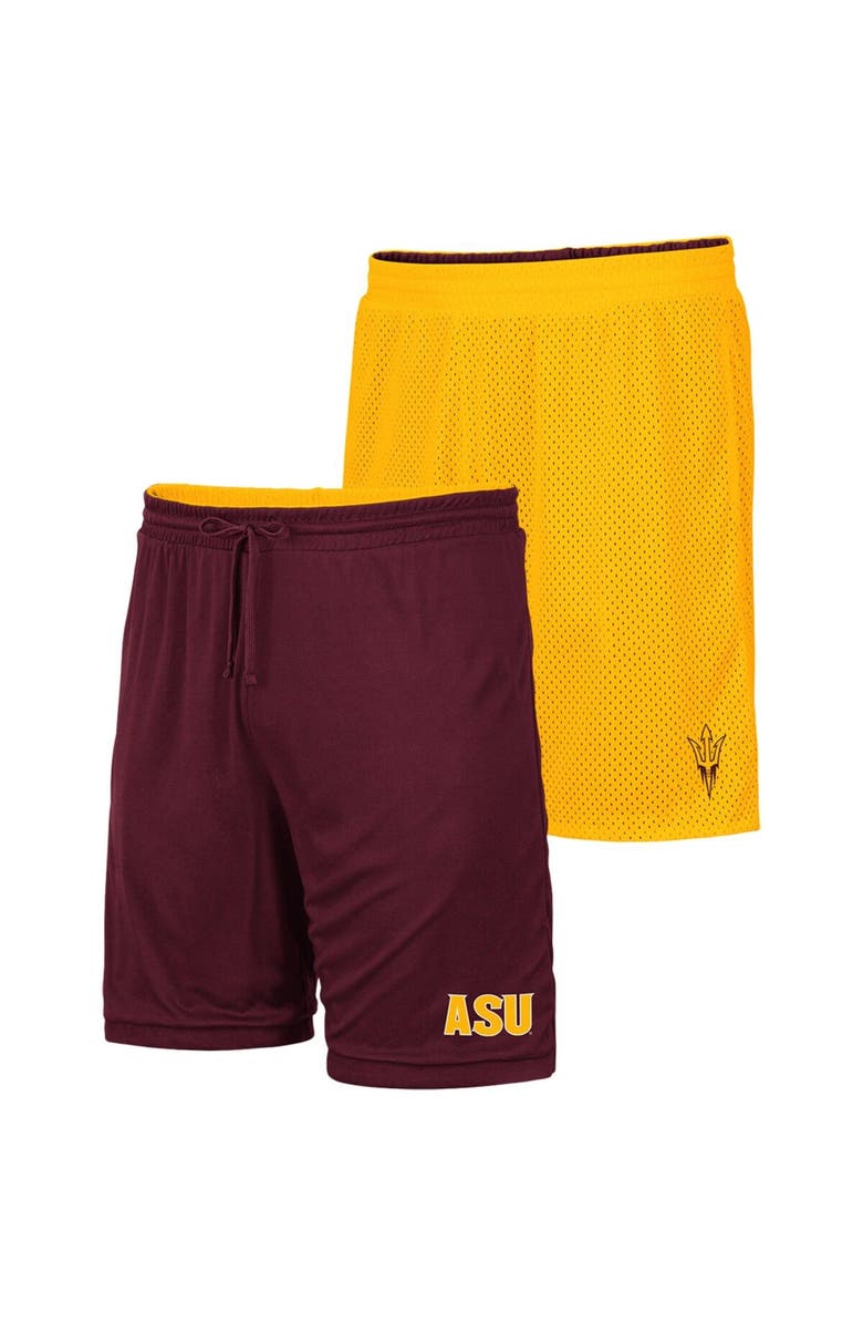 COLOSSEUM Men's Colosseum Gold/Maroon Arizona State Sun Devils Wiggum Reversible Shorts, Main, color, 