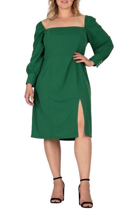 Long Sleeve Off the Shoulder Dress (Plus Size)