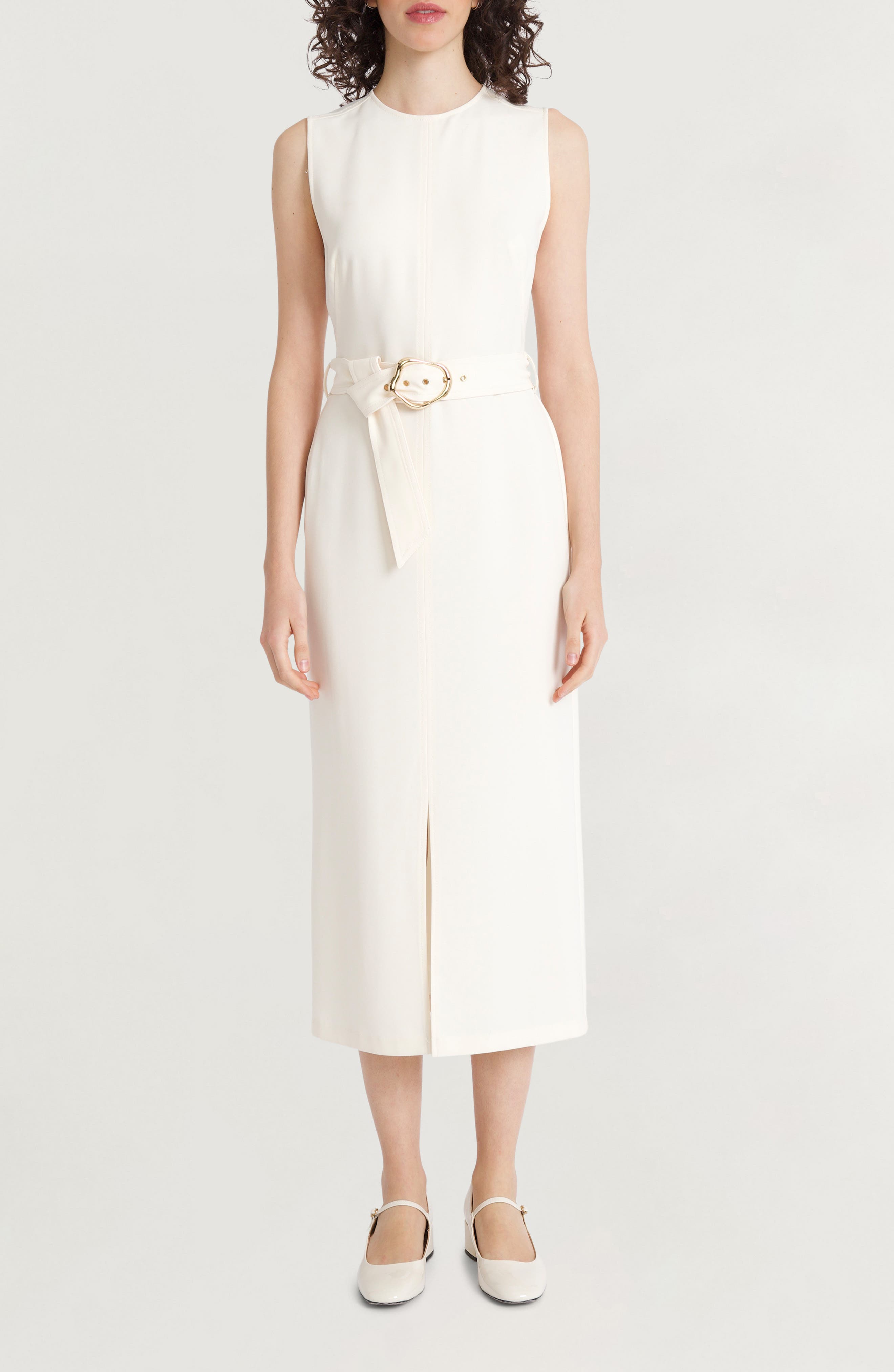 Luxely Sleeveless Belted Dress