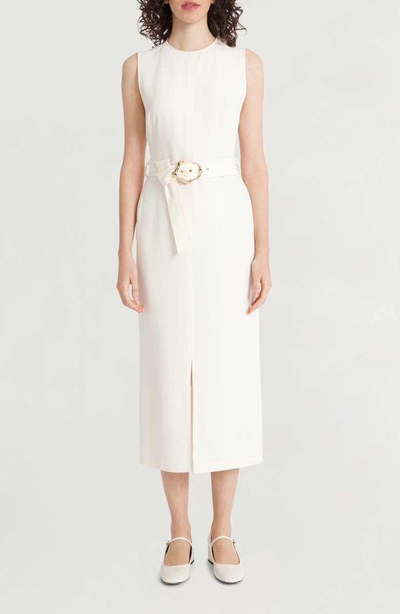 Luxely Sleeveless Belted Dress, Main, color, White Smoke