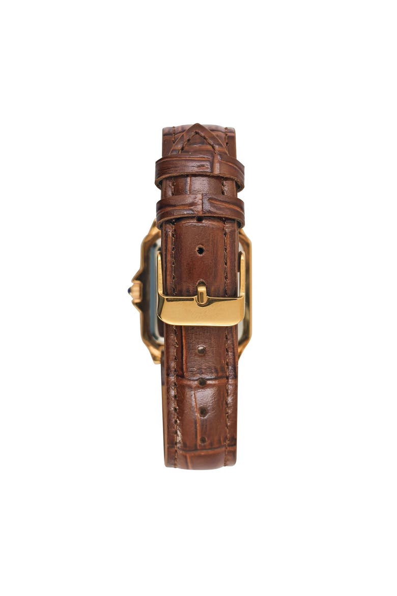 Slim Leather Tank Watch- 36MM, Alternate, color, Gold Brown