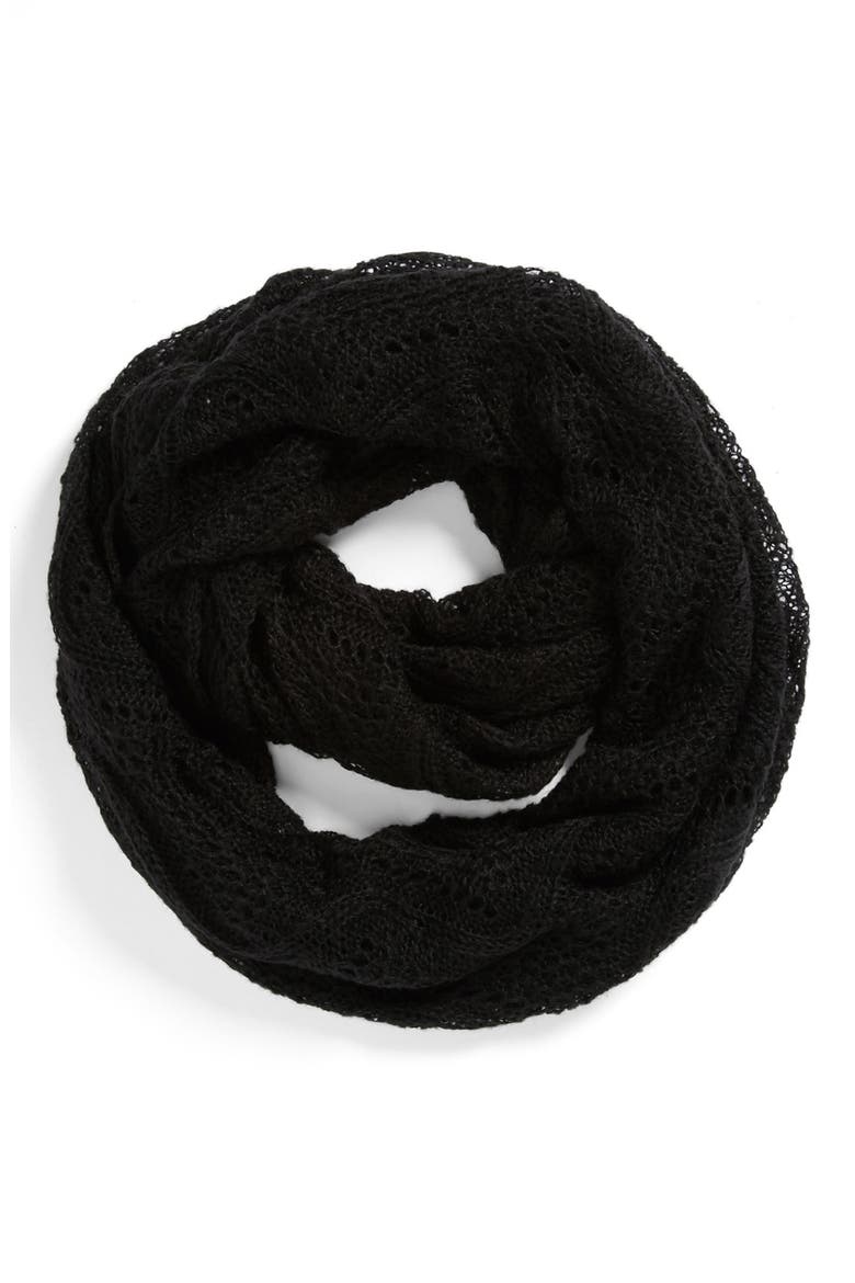 Pointelle Infinity Scarf, Main, color, BLACK