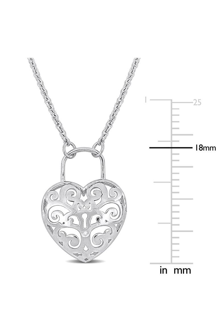 Heart Lock Pendant Necklace, Alternate, color, SILVER