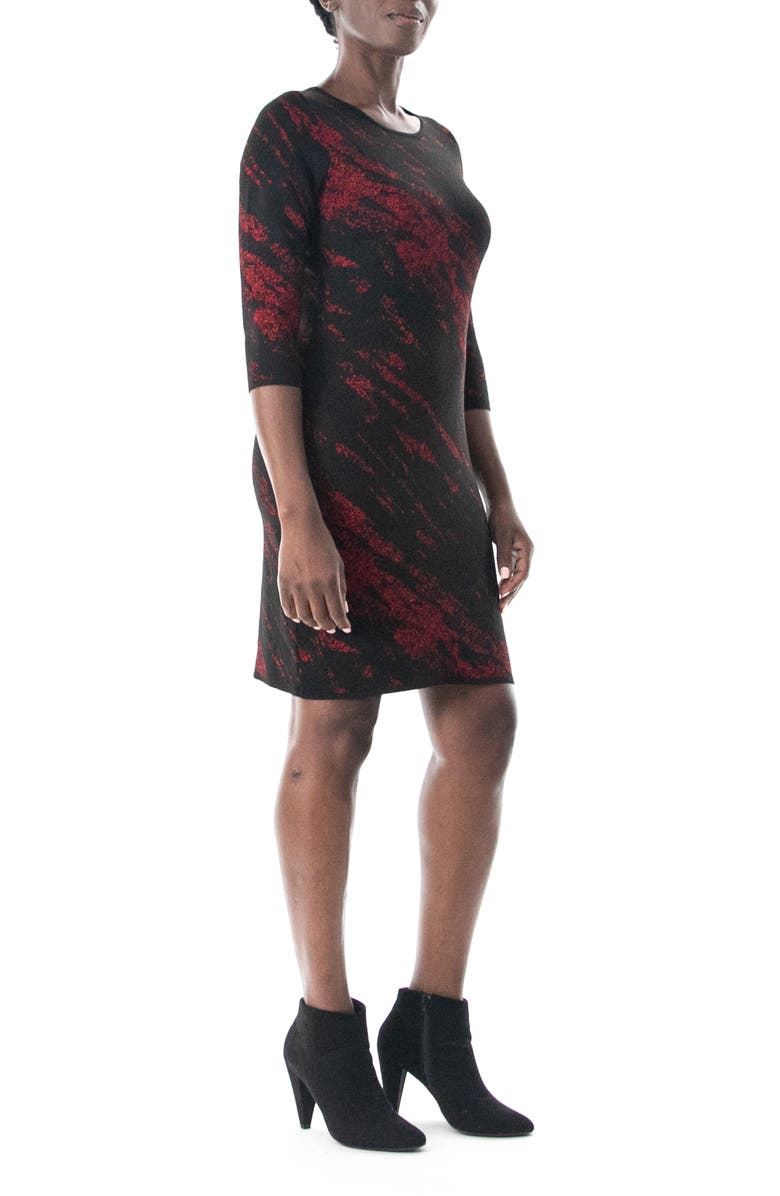 Nina Leonard Marbled Scoop Neck Dress, Alternate, color, Black/Red