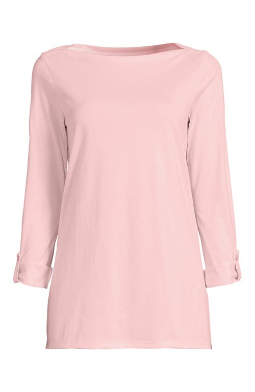 Lands' End Supima Cotton Adjustable 3/4 Sleeve Boatneck Tunic In Pink
