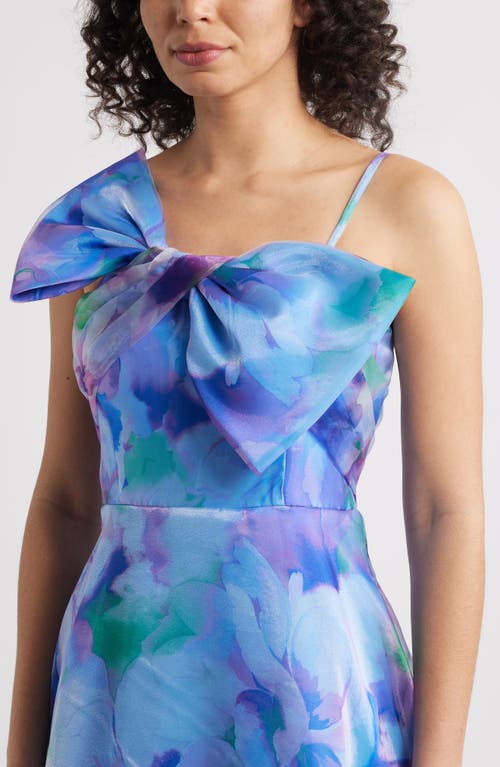 Shop Eliza J Bow Bodice Sleeveless Gown In Blue Multi