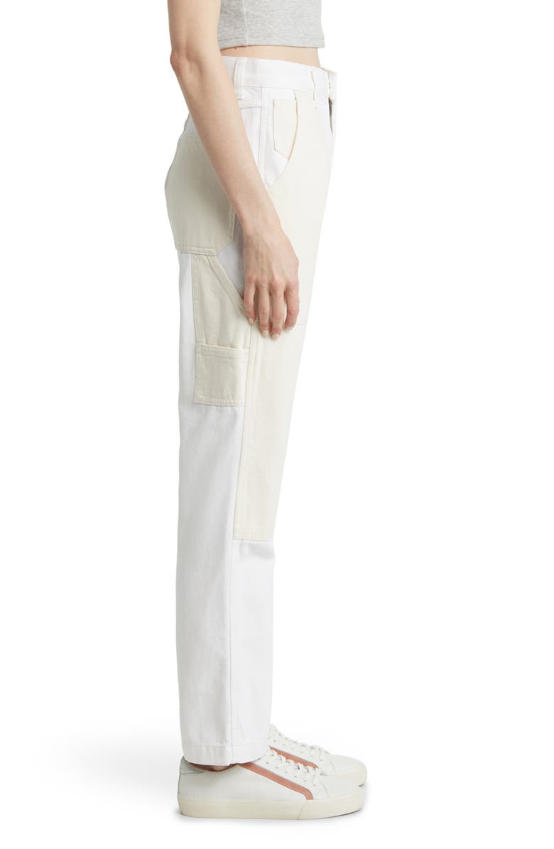 Madewell Two-Tone High Waist Straight Leg Jeans, Alternate, color,