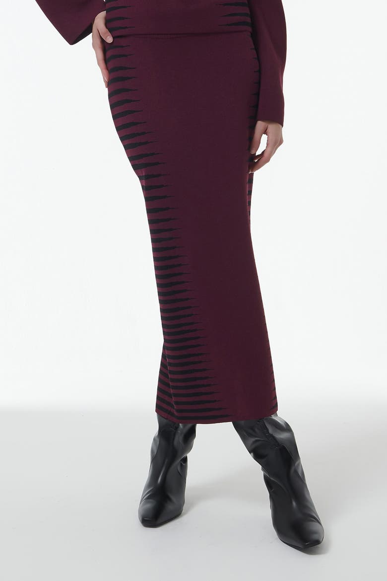 Jacquard Pencil Skirt - Shorter Length, Alternate, color, Red