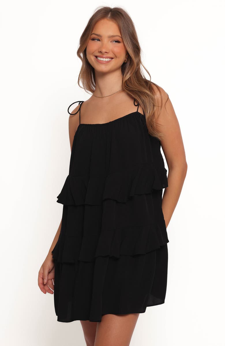 Petal & Pup Mylo Tiered Minidress, Alternate, color, Black