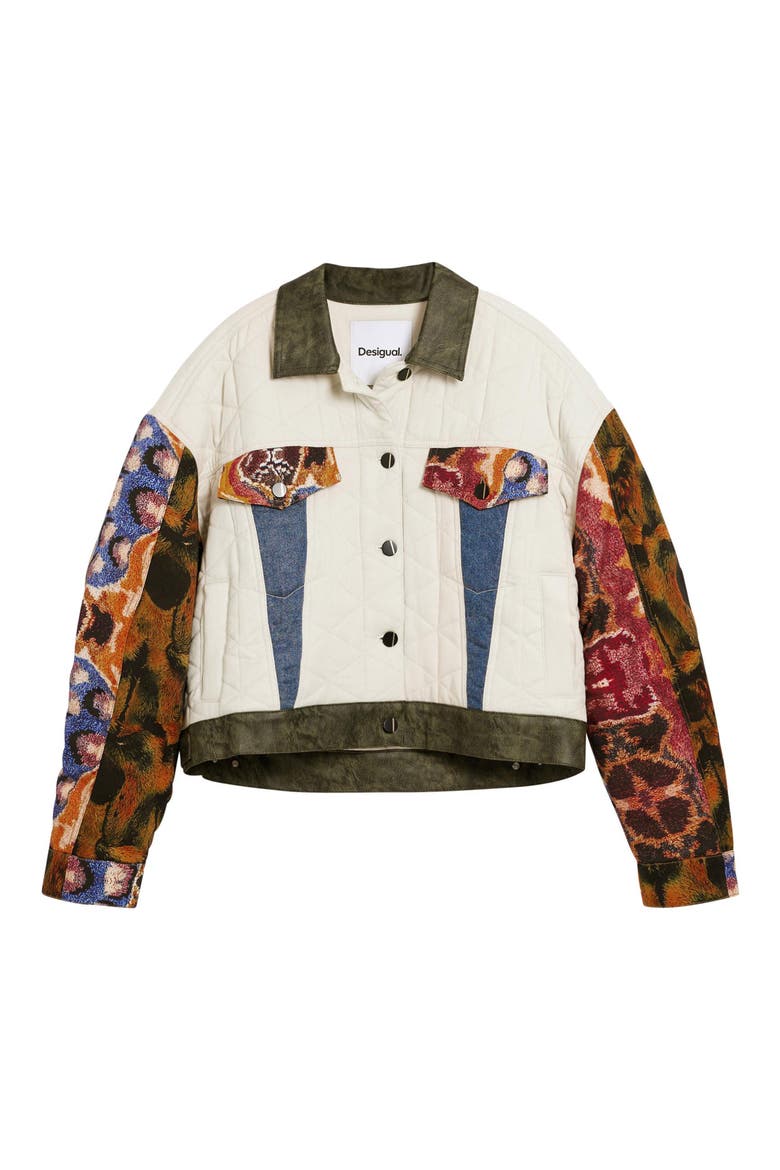 Quilted Trucker Jacket, Alternate, color, WHITE