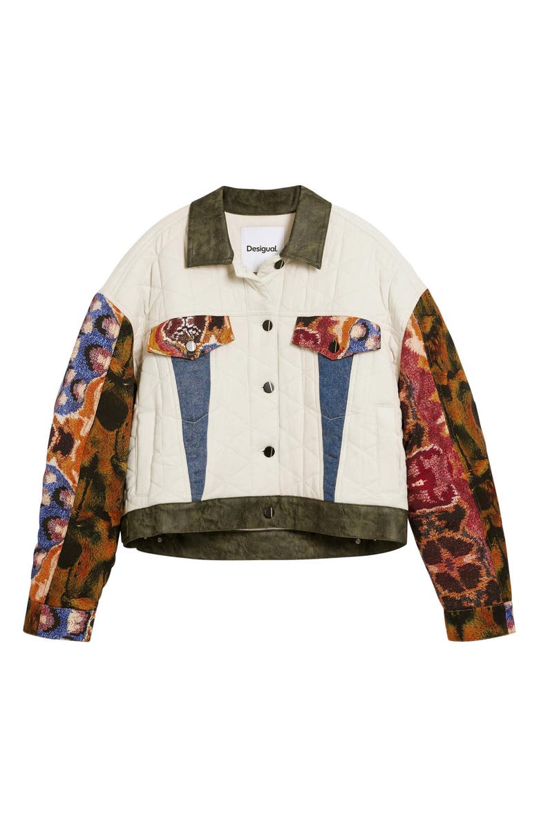Desigual Quilted Trucker Jacket, Alternate, color, White