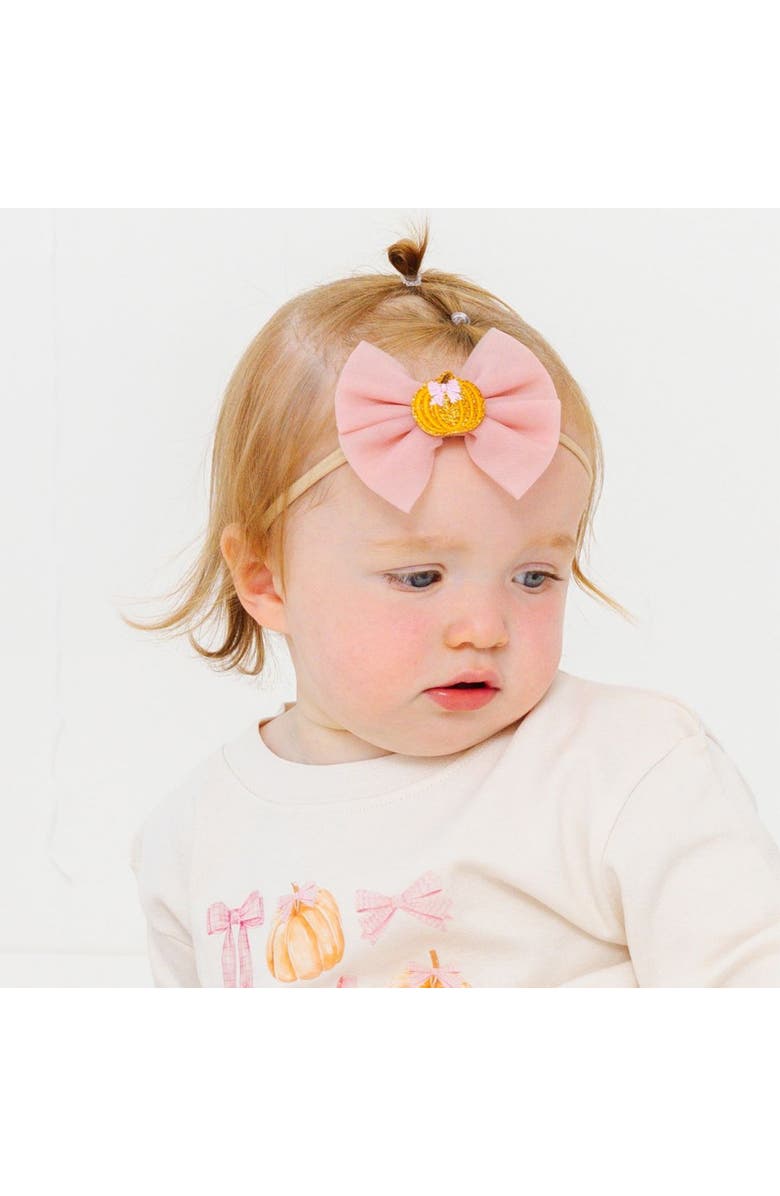Sweet Wink Pumpkin Tulle Bow Baby Headband, Alternate, color, Pink