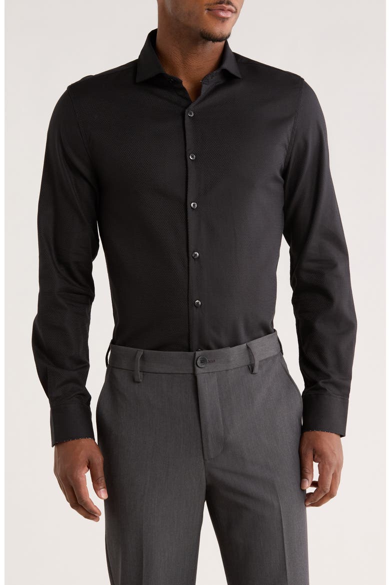 Dobby Dress Shirt, Main, color, BLACK