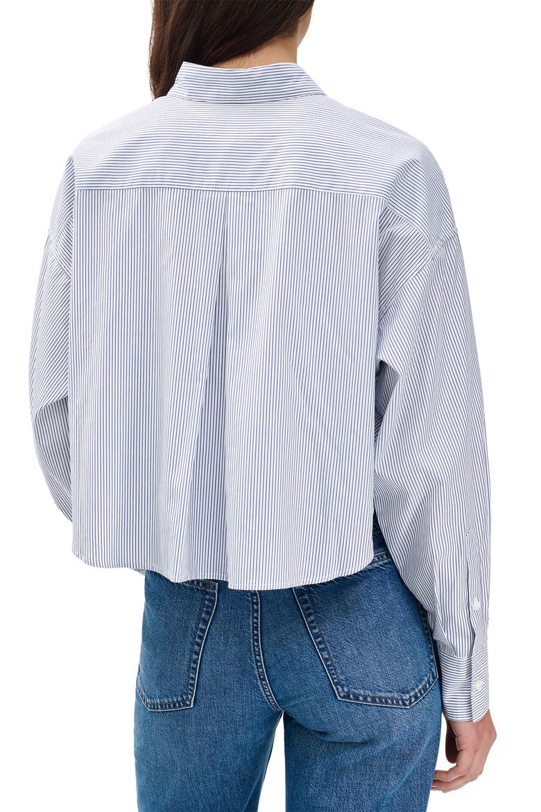 Marin Stripe Crop Cotton Button-Up Shirt, Alternate, color, WHITE STRIPE