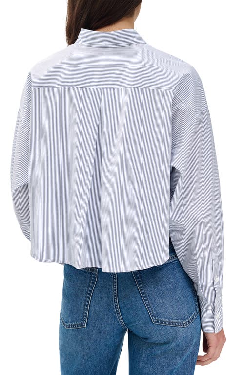 Rag & Bone Marin Stripe Crop Cotton Button-up Shirt In White