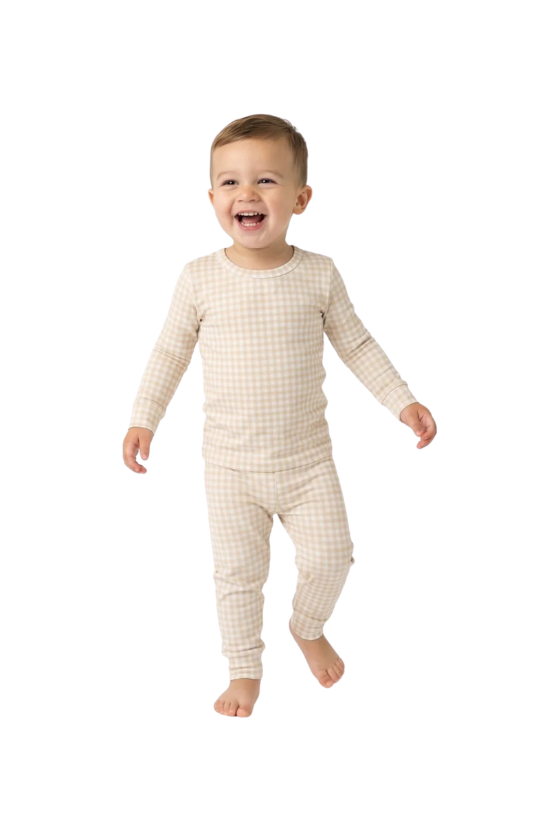 Motette Long Sleeve and Pants Buttery Soft Pajama Set, Alternate, color, Sandstone Gingham