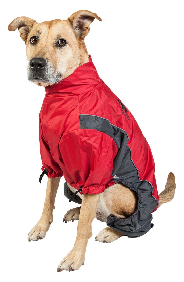TOUCHDOG Quantum-Ice Full-Bodied Adjustable and 3M Reflective Dog Jacket - Medium, Alternate, color, Red Charcoal Grey