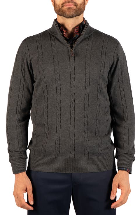 Cable Knit Quarter Zip Sweater