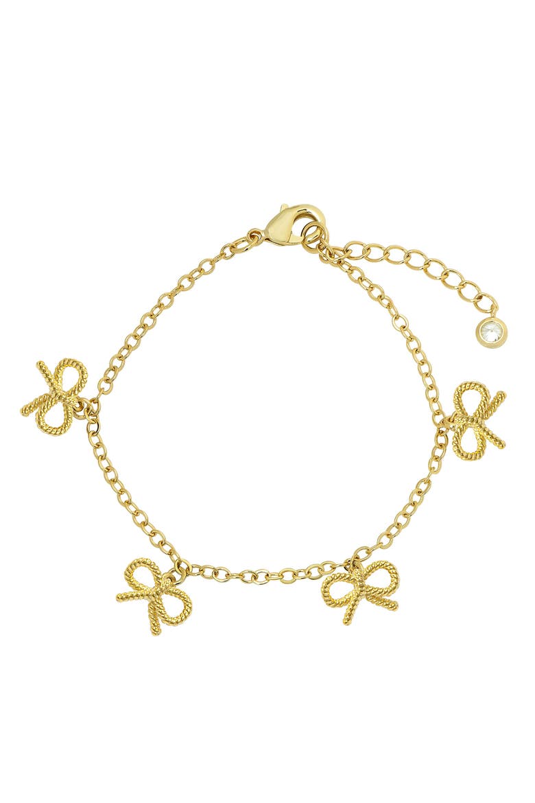 Kids' Bow Twist Charm Bracelet, Main, color, GOLD