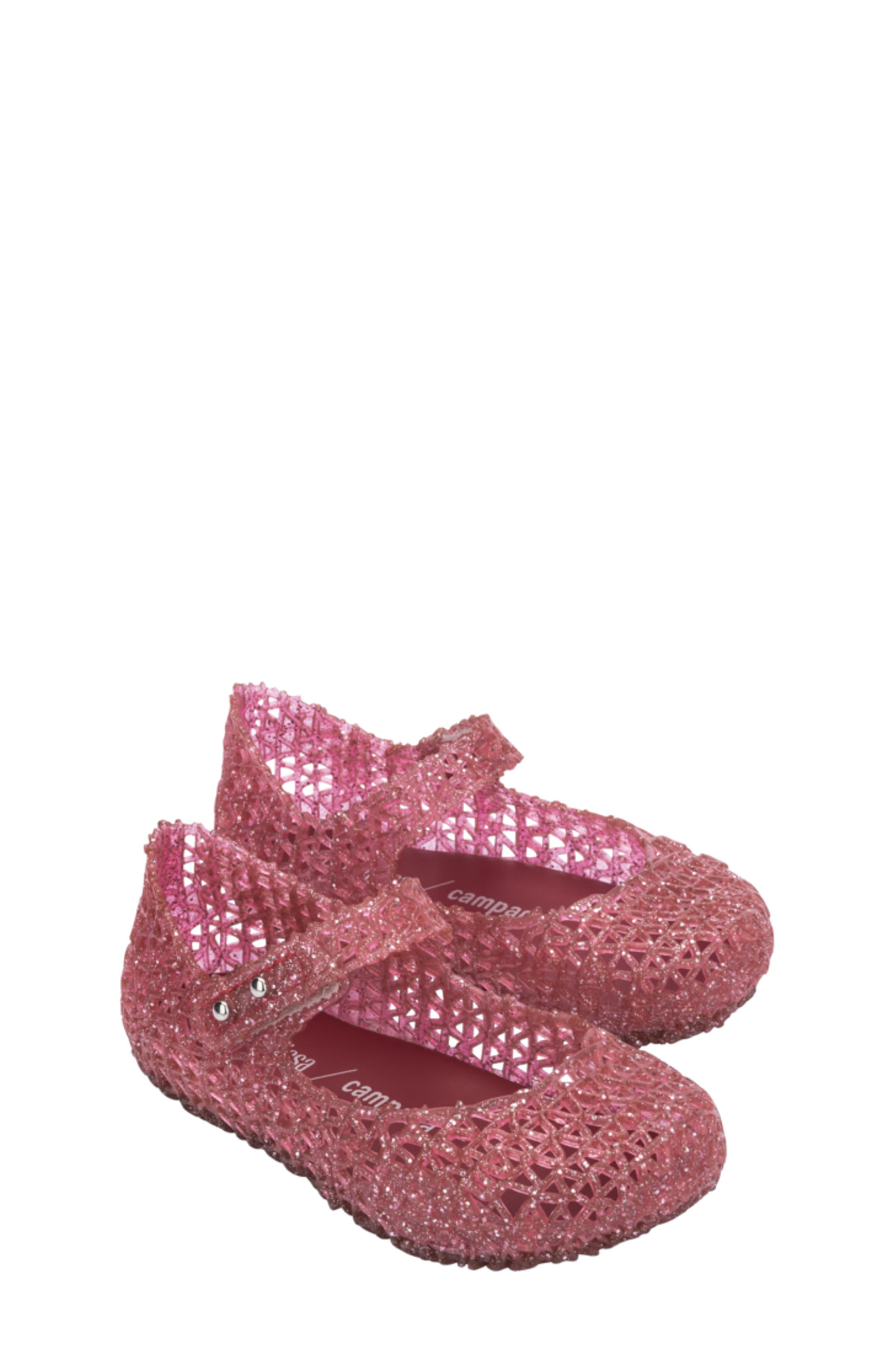 Mini Melissa Campana Mary Jane in Pink Glitter /Silver 
