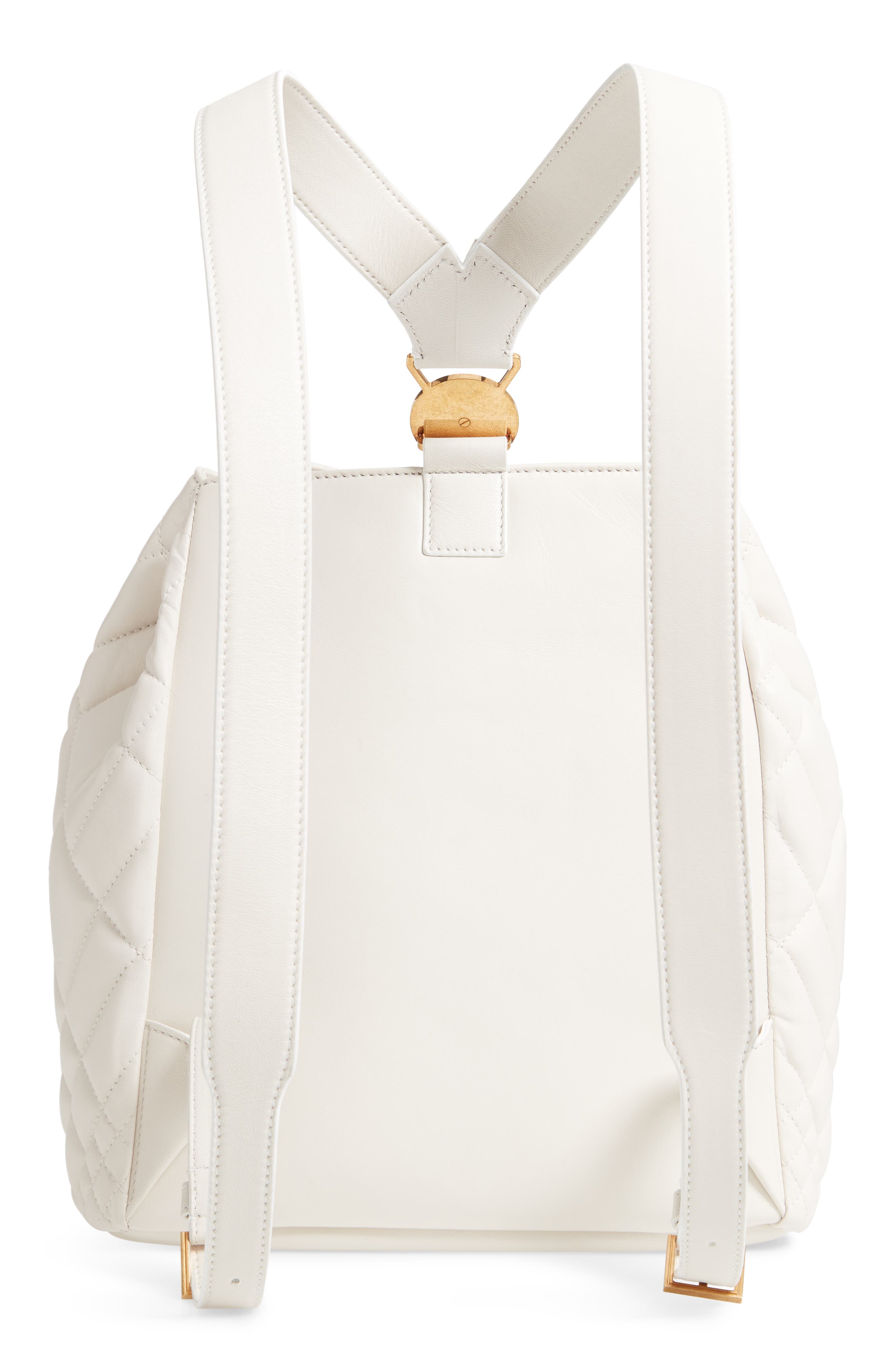Quilted Leather Drawstring Backpack, Alternate, color, OFF WHITE
