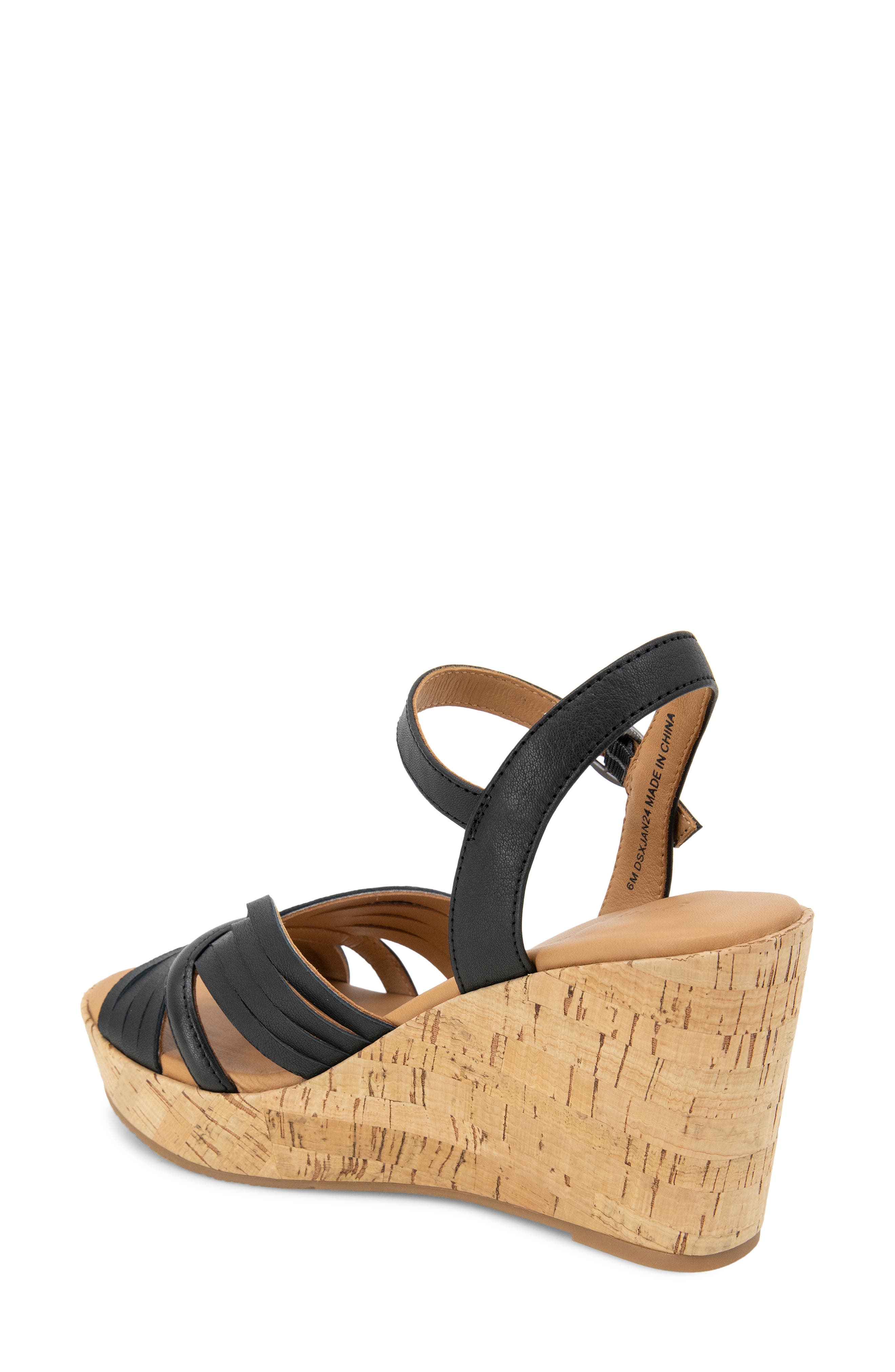 Gentle Souls Nomi Ankle Strap Platform Wedge Sandal, Alternate, color, Black Leather