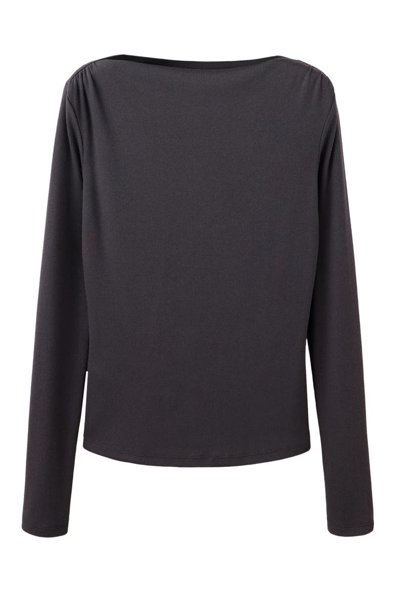 Long Sleeve Bateau Neck T-Shirt, Alternate, color, CHOCOLATE