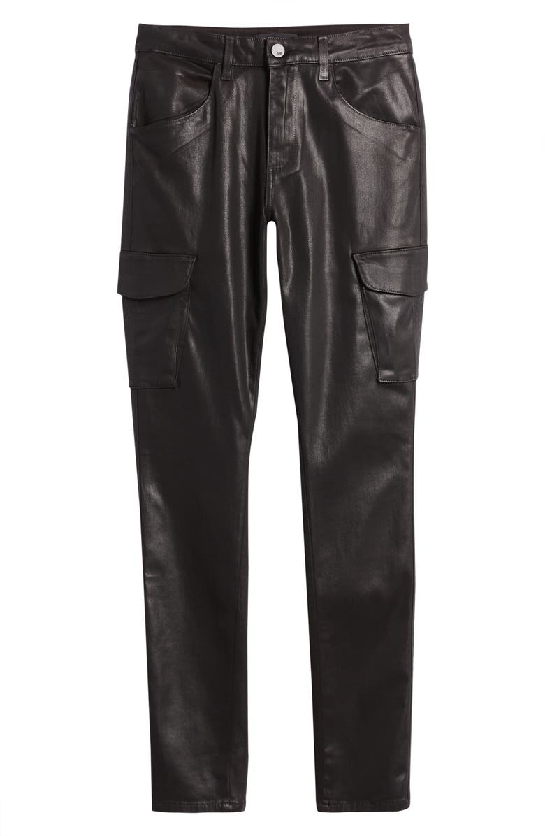 Monfrère Preston Skinny Coated Denim Cargo Pants, Alternate, color, Coated Noir