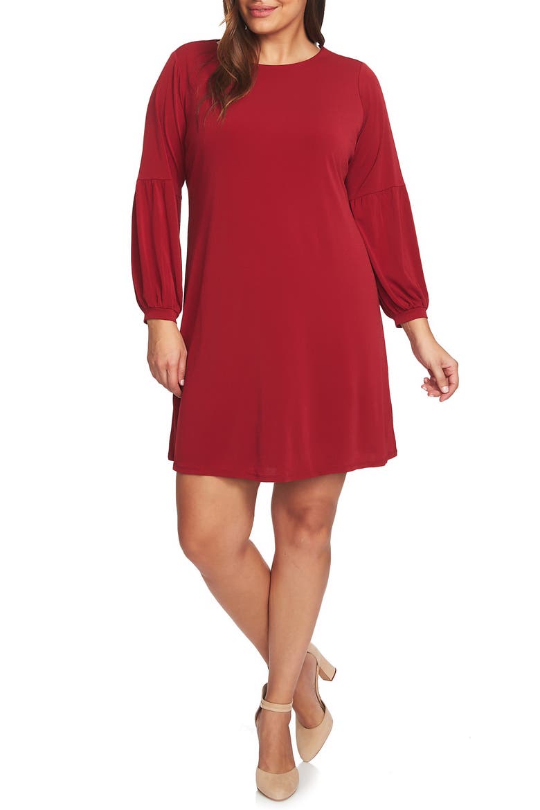 Puff Sleeve Knit Dress, Alternate, color, MULBERRY RED