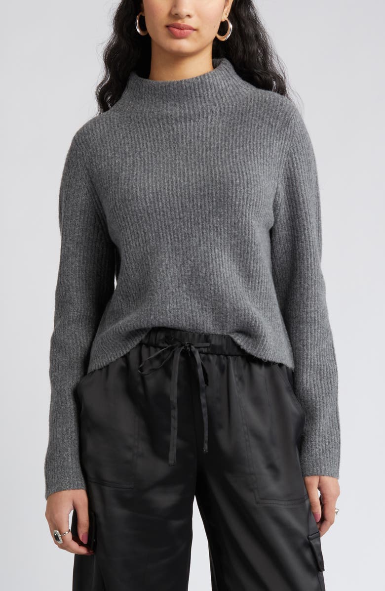 Open Edit Rib Funnel Neck Sweater, Main, color, 
